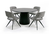 Lander Modern Mid Century Black Oak Round Dining Table