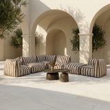 Lanuza Outdoor Brown + White Stripe Fabric Armless Sofa Seat