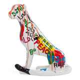 Large Graffiti Leopard White + Multi-Color Sculpture