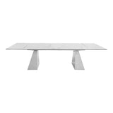 Latrobe Modern White Ceramic Quartz 118" Extendable Dining Table