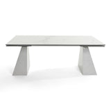 Latrobe Modern White Ceramic Quartz 118" Extendable Dining Table