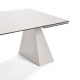 Latrobe Modern White Ceramic Quartz 118" Extendable Dining Table