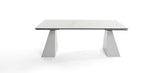 Latrobe Modern White Ceramic Quartz 118" Extendable Dining Table