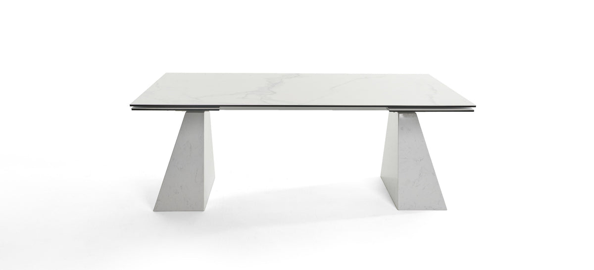 Latrobe Modern White Ceramic Quartz 118" Extendable Dining Table