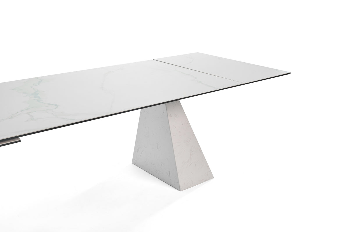 Latrobe Modern White Ceramic Quartz 118" Extendable Dining Table