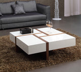 Makai Modern White & Walnut Square Coffee Table