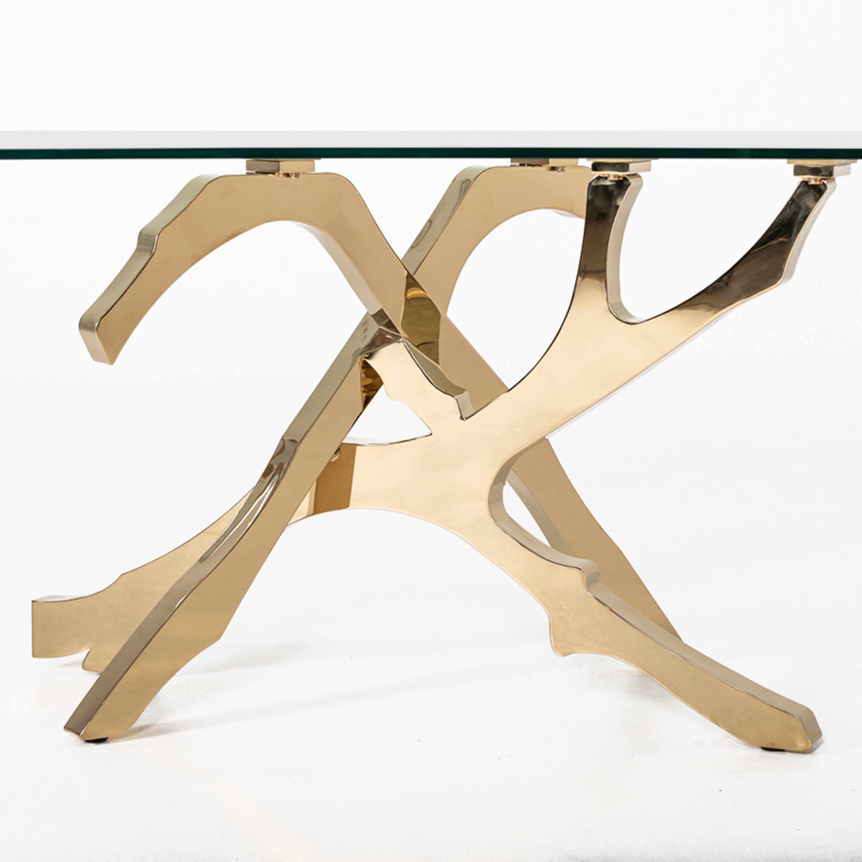 Legend Modern Glass & Gold Dining Table