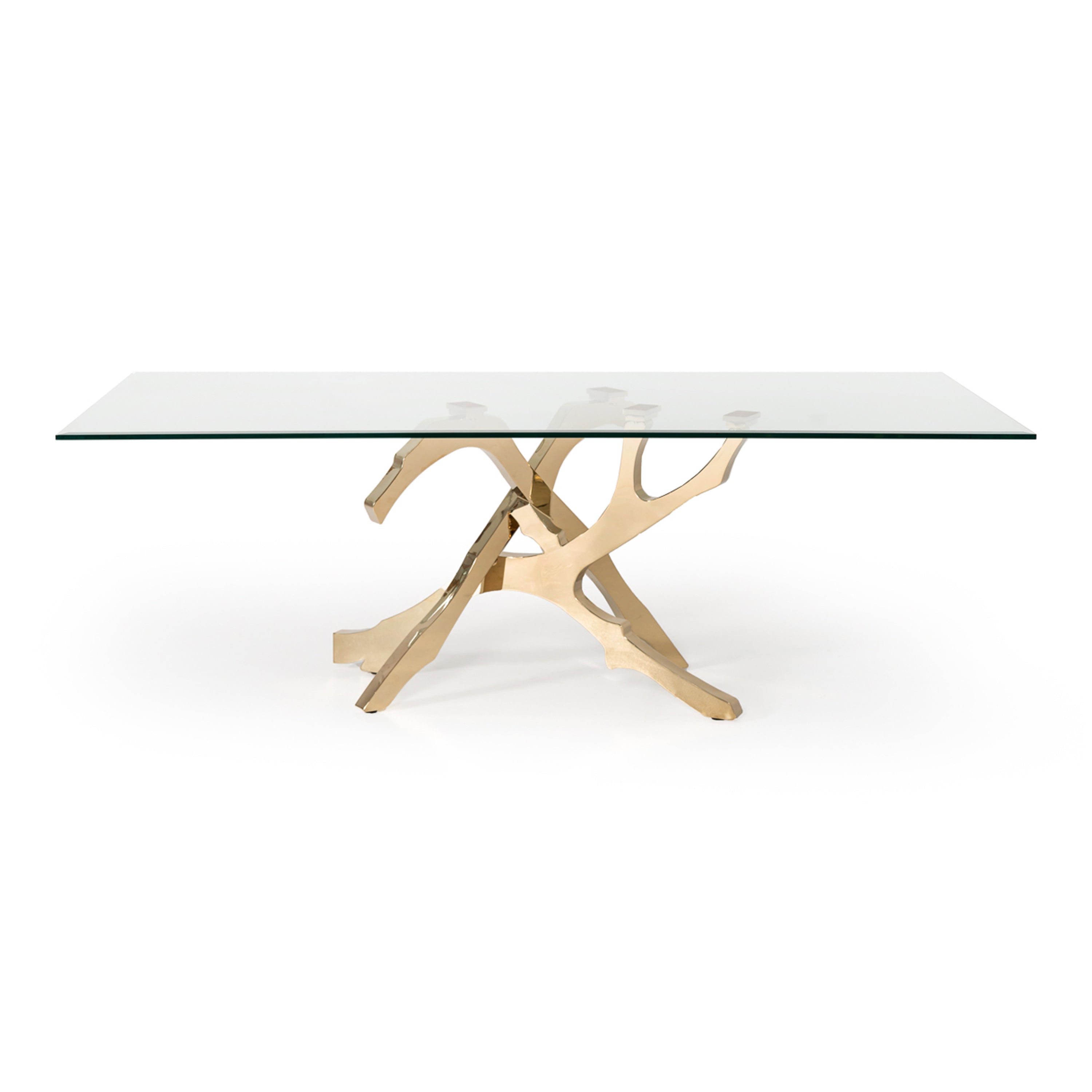 Legend Modern Glass & Gold Dining Table