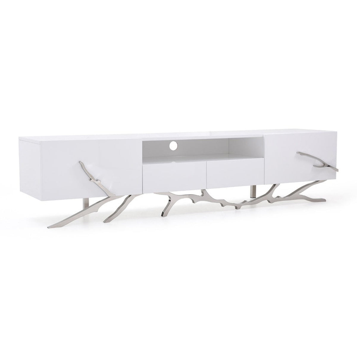 Legend 87"-Wide Modern White TV Stand