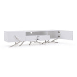 Legend 87"-Wide Modern White TV Stand