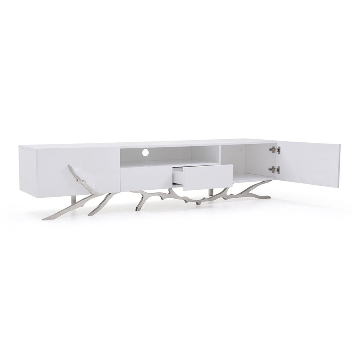 Legend 87"-Wide Modern White TV Stand