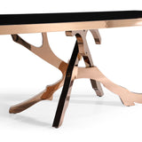 Legend Modern Black Glass & Rosegold Dining Table