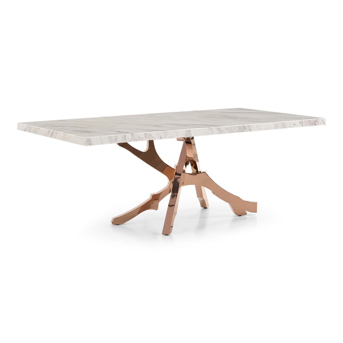 Legend Modern White Marble & Rosegold Dining Table
