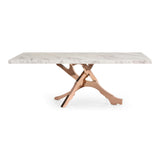 Legend Modern White Marble & Rosegold Dining Table