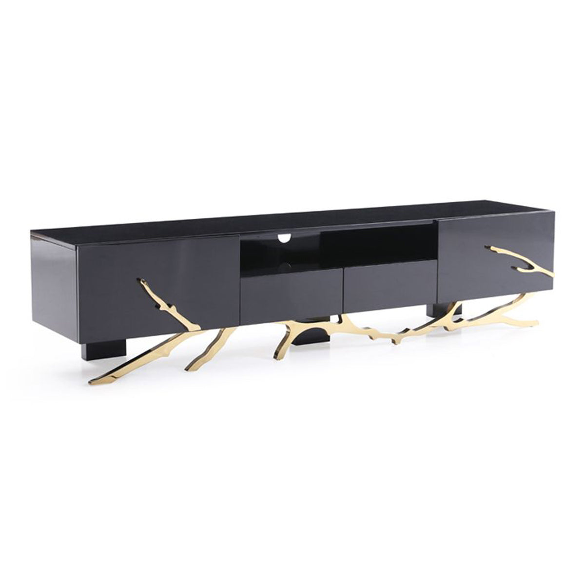 Legend Modern Black & Champagne Gold 87" TV Stand