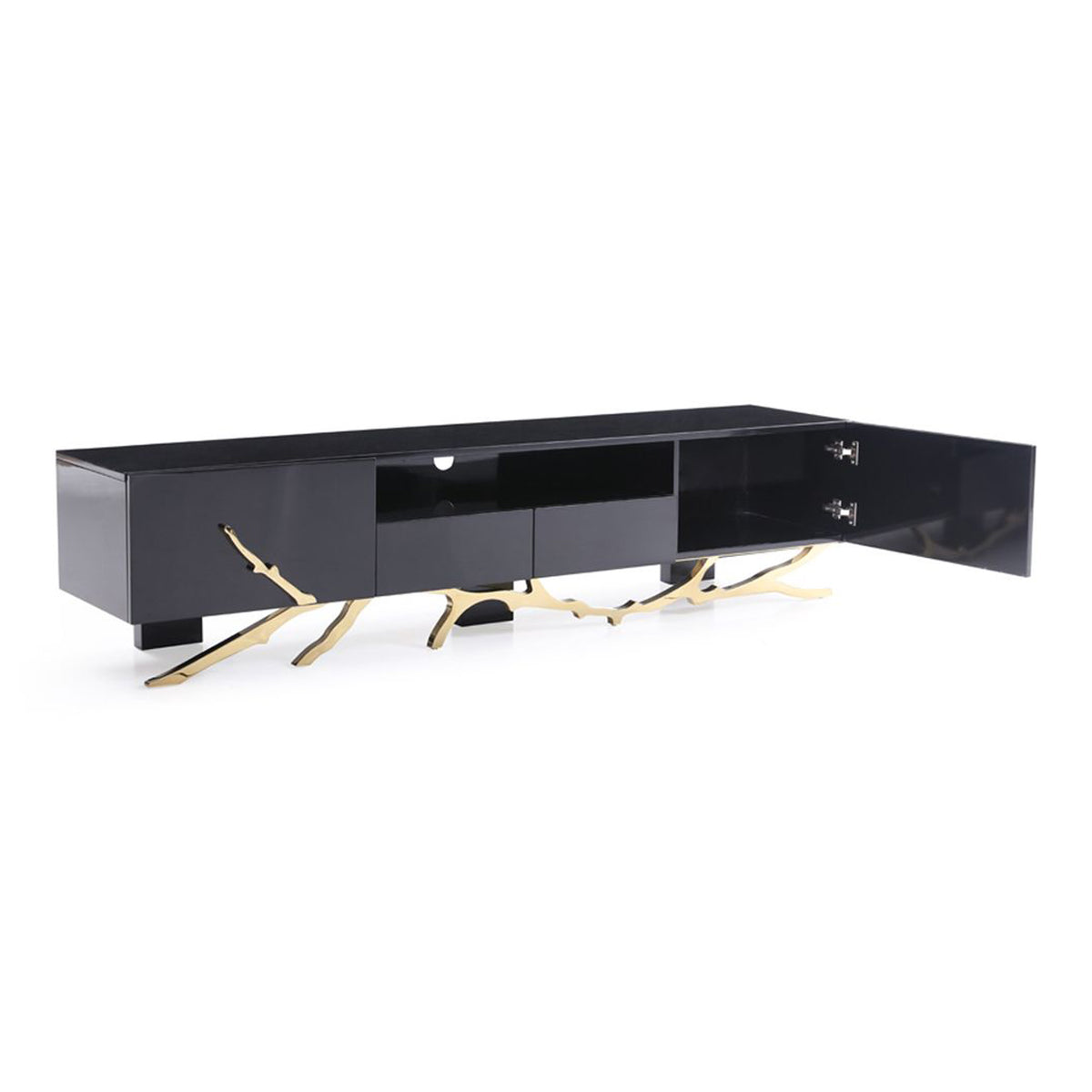Legend Modern Black & Champagne Gold 87" TV Stand