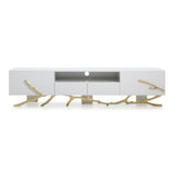 Legend 87"-Wide Modern White Gold TV Stand
