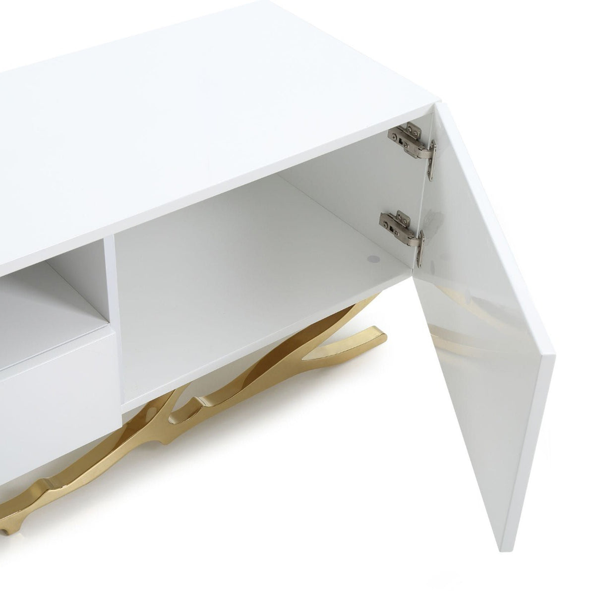 Legend 87"-Wide Modern White Gold TV Stand