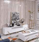 Legend 87"-Wide Modern White Gold TV Stand