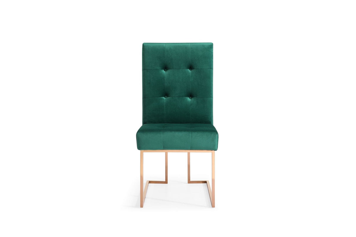 Legend Modern Green Velvet & Rosegold Dining Chair (Set of 2)