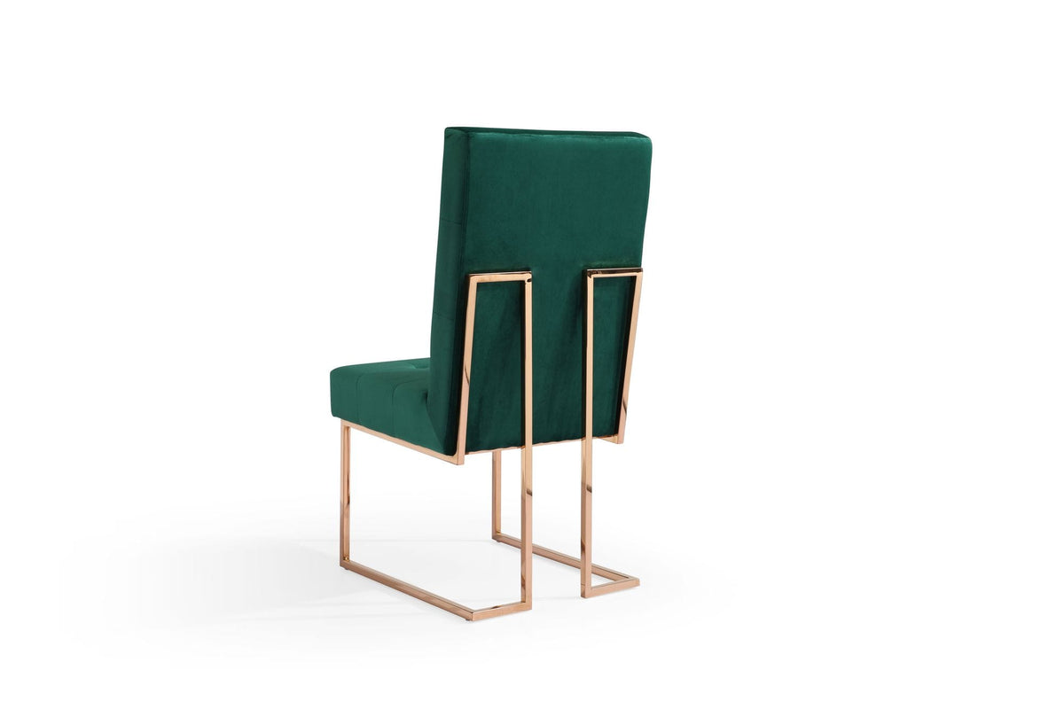 Legend Modern Green Velvet & Rosegold Dining Chair (Set of 2)