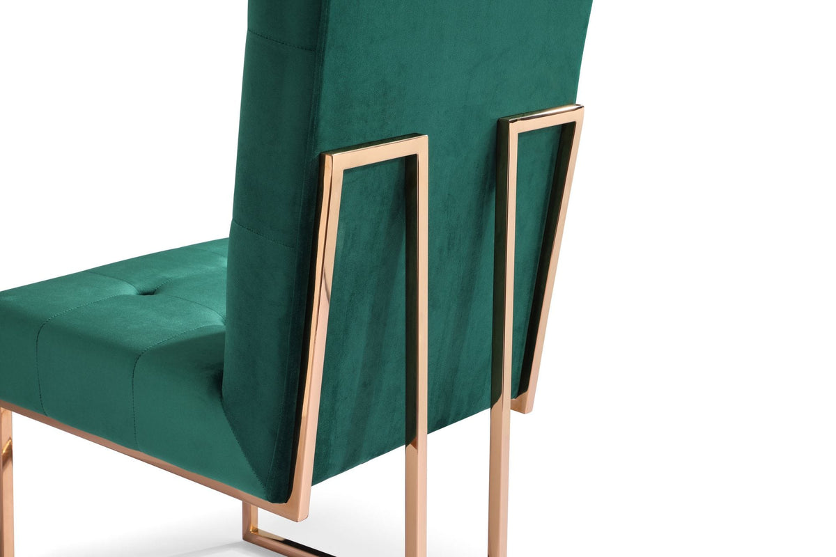 Legend Modern Green Velvet & Rosegold Dining Chair (Set of 2)