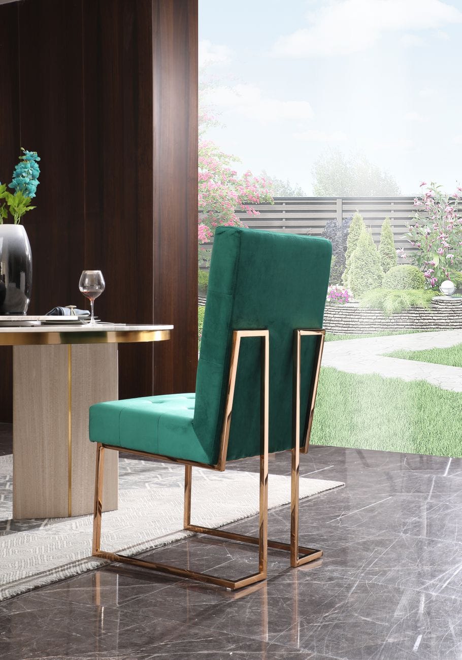 Legend Modern Green Velvet & Rosegold Dining Chair (Set of 2)