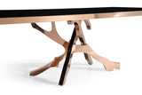 Legend Modern Black Glass & Rosegold Dining Table