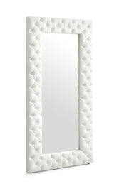 Legend Modern White Bonded Leather Floor Mirror