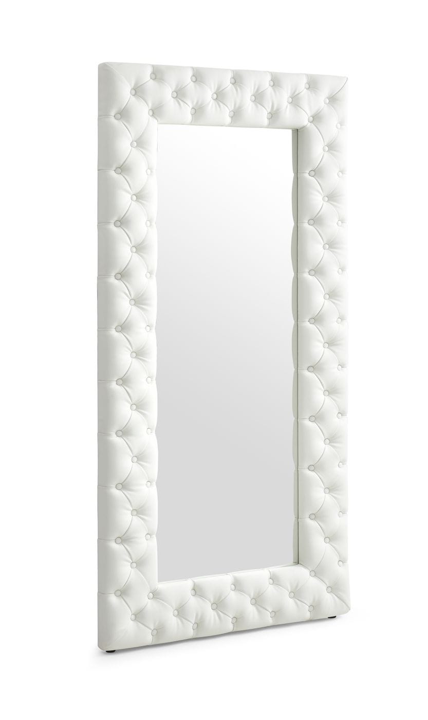 Legend Modern White Bonded Leather Floor Mirror