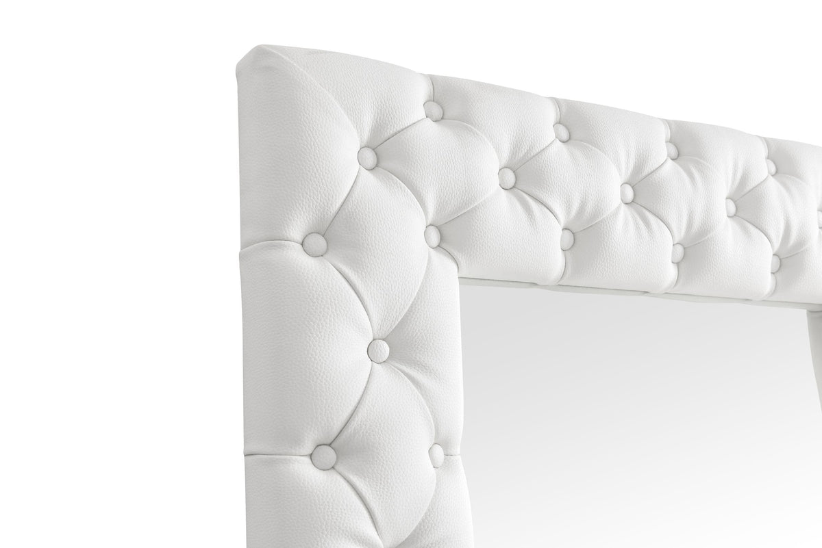 Legend Modern White Bonded Leather Floor Mirror
