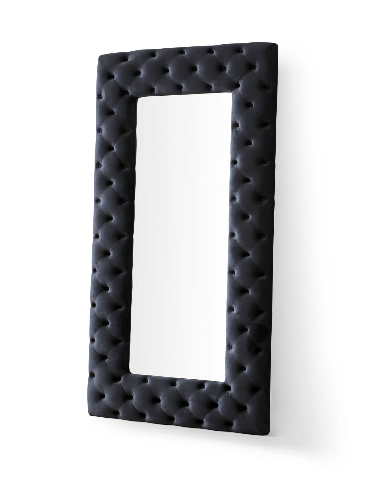 Legend Transitional Black Velvet Floor Mirror