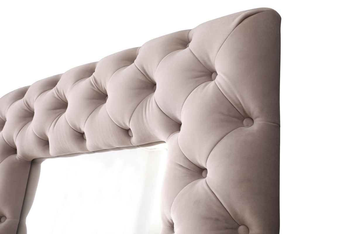 Legend Transitional Grey Velvet Floor Mirror