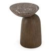 Lenin Modern Faux Marble + Wood Texture Concrete End Table