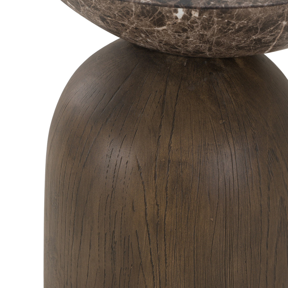 Lenin Modern Faux Marble + Wood Texture Concrete End Table