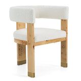 Letha Modern Cream Fabric + Burl Dining Chair