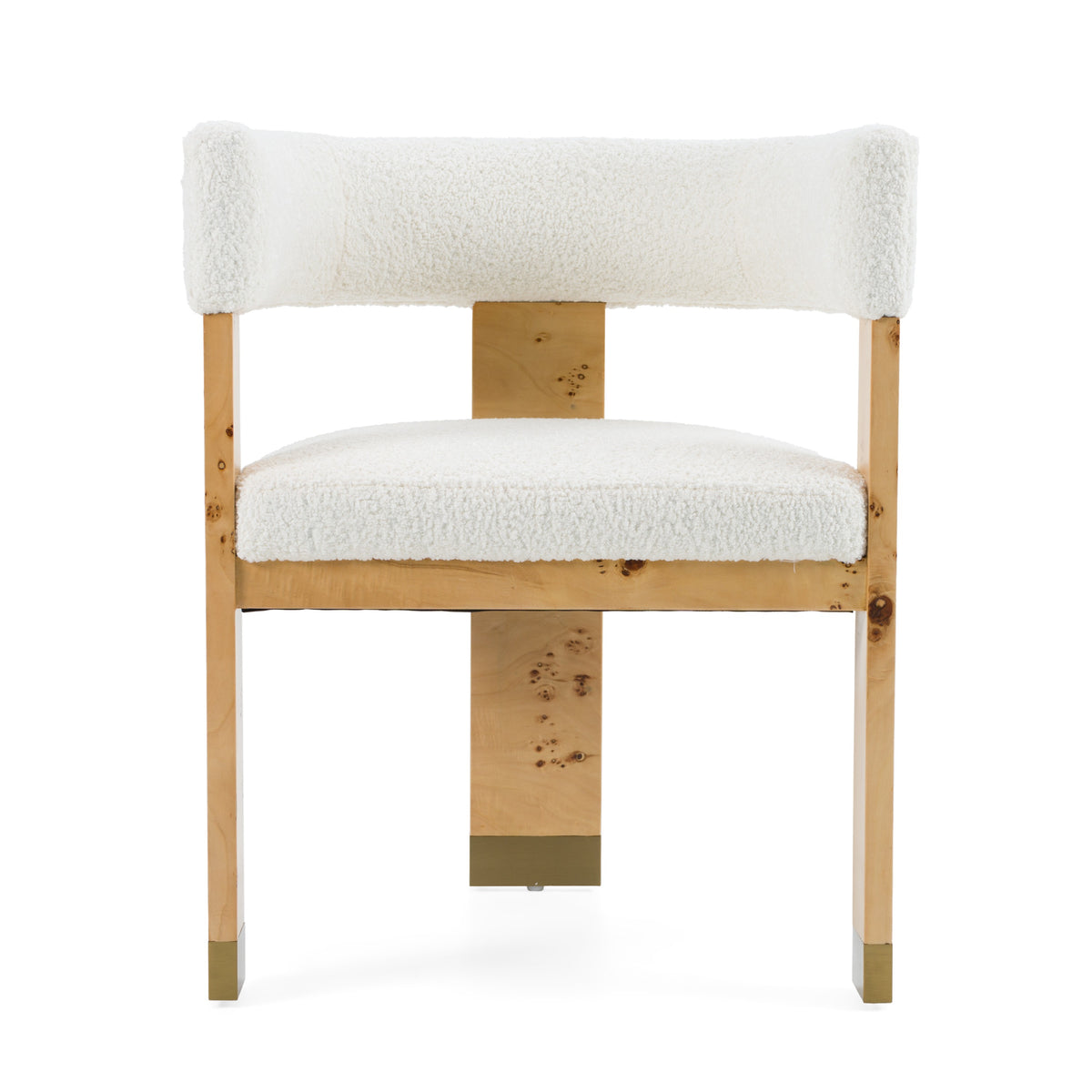 Letha Modern Cream Fabric + Burl Dining Chair