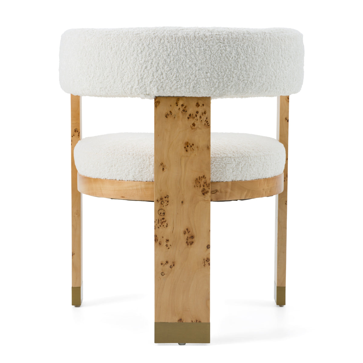 Letha Modern Cream Fabric + Burl Dining Chair