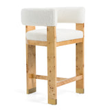 Letha Modern Cream Fabric + Burl Counter Chair
