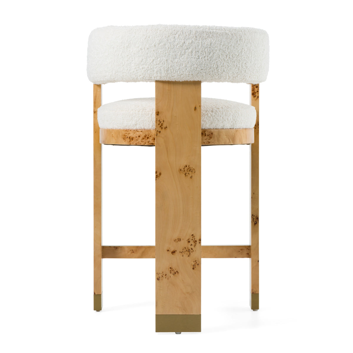 Letha Modern Cream Fabric + Burl Counter Chair