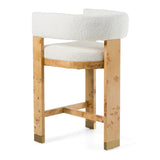 Letha Modern Cream Fabric + Burl Counter Chair