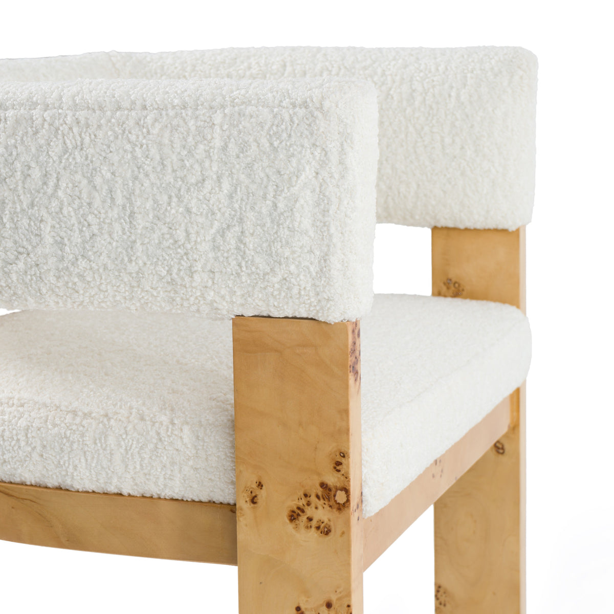 Letha Modern Cream Fabric + Burl Counter Chair