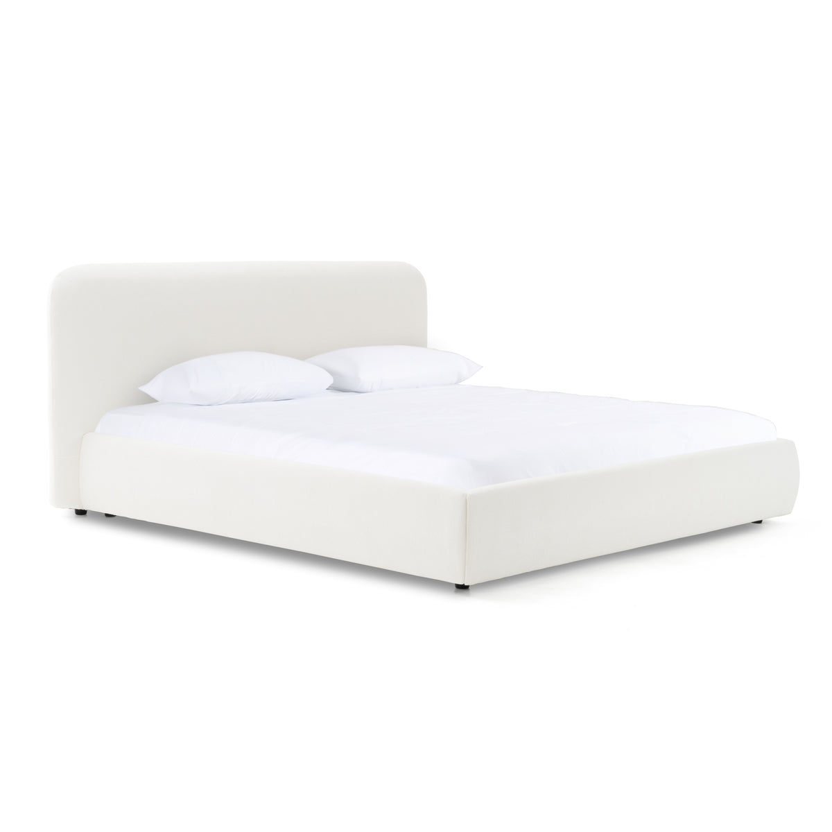 Liam Modern Ivory Fabric Upholstered Bed