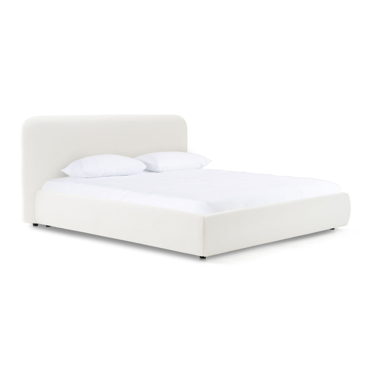 Liam + Mikala Modern Ivory Fabric + Natural Oak 4-Piece Bedroom Set
