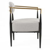 Liberty Modern Light Grey Fabric + Black & Gold Accent Chair