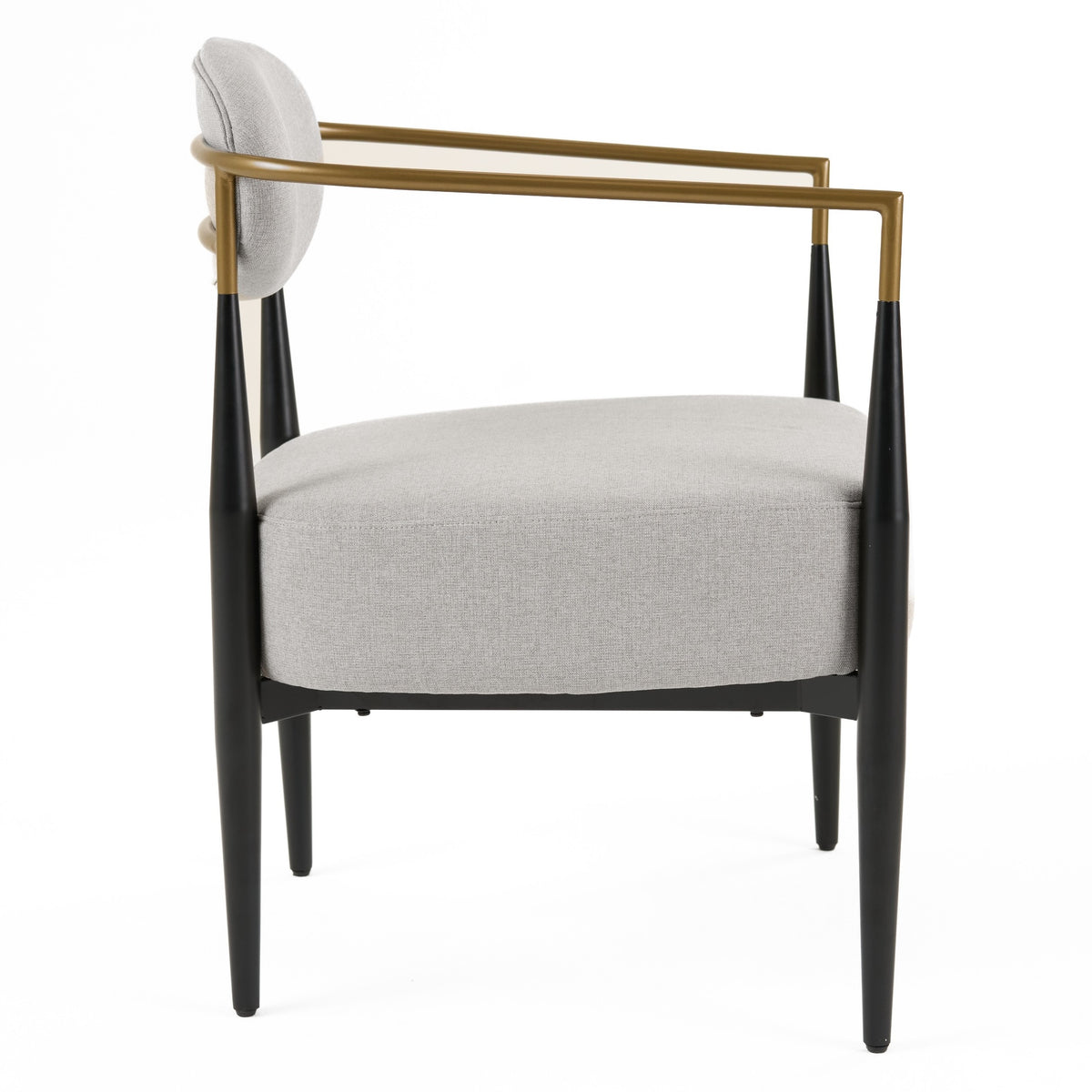 Liberty Modern Light Grey Fabric + Black & Gold Accent Chair