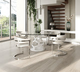 Lilly Modern 12mm Round Glass + White Dining Table