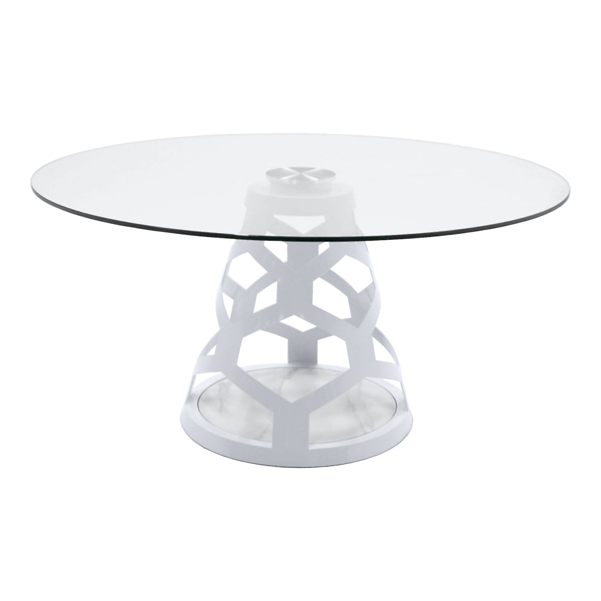 Lilly Modern 12mm Round Glass + White Dining Table