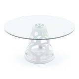 Lilly Modern 12mm Round Glass + White Dining Table