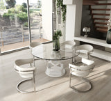 Lilly Modern 12mm Round Glass + White Dining Table